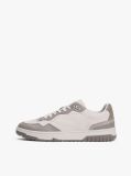 Grey Leather Mixed Texture Basketball Trainers  Men