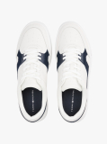 Multi Leather Contrast Panel Court Trainers  Men