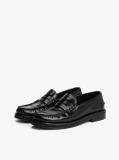 Μαύρο Δερμάτινα Loafers Με Ανάγλυφο Λογότυπο  Άνδρες