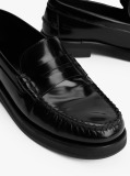 Μαύρο Δερμάτινα Loafers Με Ανάγλυφο Λογότυπο  Άνδρες