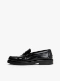 Μαύρο Δερμάτινα Loafers Με Ανάγλυφο Λογότυπο  Άνδρες