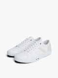 Άσπρο Δερμάτινα Sneakers Με Μίξη Υφών  Άνδρες