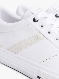 Άσπρο Δερμάτινα Sneakers Με Μίξη Υφών  Άνδρες