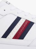 Άσπρο Δερμάτινα Sneakers Με Signature Ρίγα  Άνδρες