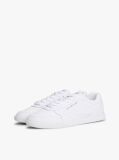 White Debossed Logo Cupsole Trainers With Leather  Men