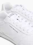 White Debossed Logo Cupsole Trainers With Leather  Men
