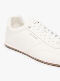 Beige Low Profile Logo Leather Trainers  Men