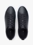 Black Contrast Midsole Debossed Leather Trainers  Men