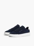 Blue Debossed Logo Suede Court Trainers  Men
