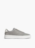 Grey Debossed Logo Suede Court Trainers  Men