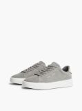 Grey Debossed Logo Suede Court Trainers  Men
