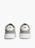 Grey Debossed Logo Suede Court Trainers  Men