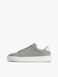 Grey Debossed Logo Suede Court Trainers  Men
