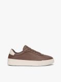 Brown Leather Debossed Logo Court Trainers  Men