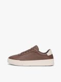 Brown Leather Debossed Logo Court Trainers  Men