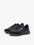 Black Retro Mixed Texture Trainers With Leather  Men