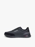 Black Retro Mixed Texture Trainers With Leather  Men
