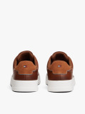 Brown Leather Debossed Logo Court Trainers  Men