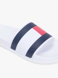 White Flag Strap Pool Slides  Men