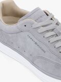 Grey Luxe Embossed Logo Suede Trainers  Men