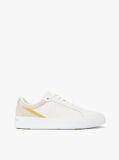White Contrast Panel Leather Court Trainers  Men