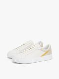White Contrast Panel Leather Court Trainers  Men