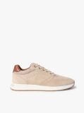 Beige Suede Mixed Texture Fine Cleat Trainers  Men