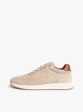 Beige Suede Mixed Texture Fine Cleat Trainers  Men