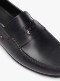 Black Flag Plaque Leather Driver Shoes  Men