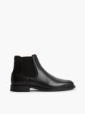Black Leather Rubberised Flag Chelsea Boots  Men