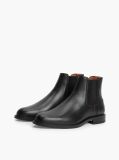 Black Leather Rubberised Flag Chelsea Boots  Men