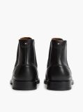 Black Leather Rubberised Flag Chelsea Boots  Men