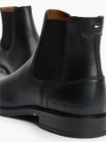 Black Leather Rubberised Flag Chelsea Boots  Men