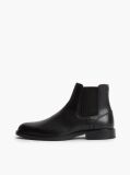 Black Leather Rubberised Flag Chelsea Boots  Men