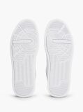 White Mixed Texture Court Sneakers With Leather  Men