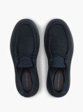Blue Leather Lace-Up Moc Toe Loafers  Men