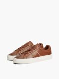 Brown New York Label Leather Cupsole Sneakers  Men