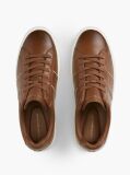 Brown New York Label Leather Cupsole Sneakers  Men