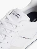 White Leather Embossed Logo Sneakers  Men
