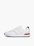 White Leather Embossed Logo Sneakers  Men