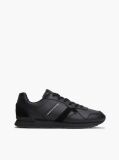Μαύρο Δερμάτινα Sneakers Με Ανάγλυφο Λογότυπο  Άνδρες