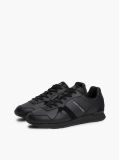 Μαύρο Δερμάτινα Sneakers Με Ανάγλυφο Λογότυπο  Άνδρες