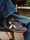 Blue Leather Mixed Texture Sneakers  Men