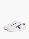 Άσπρο Δερμάτινα Sneakers Με Υφασμάτινα Πάνελ  Άνδρες