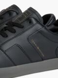 Μαύρο Δερμάτινα Sneakers Με Λογότυπο  Άνδρες