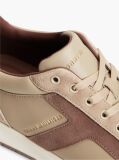 Beige Leather Mixed Texture Sneakers  Men