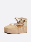 Beige Linen Rope Detail Wedge Heel Sandals  Women