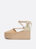 Beige Linen Rope Detail Wedge Heel Sandals  Women