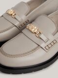 Beige TH Monogram Leather Loafers  Women