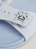 Blue TH Monogram Buckle Suede Sandals  Women